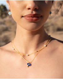 Ottoman Hands - Alara Navy Evil Eye Pendant Necklace
