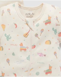 Purebaby - 2 Pack Short Sleeve Printed Growsuit -Babies