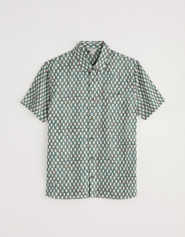 Seasalt - Seasalt Cornwall Green Blue Heron Short Sleeve Shirt