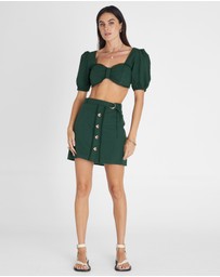 Heaven Australia - Emerald Button Up Mini Skirt