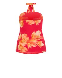 City Chic - Soiree Print Frill Detail Top