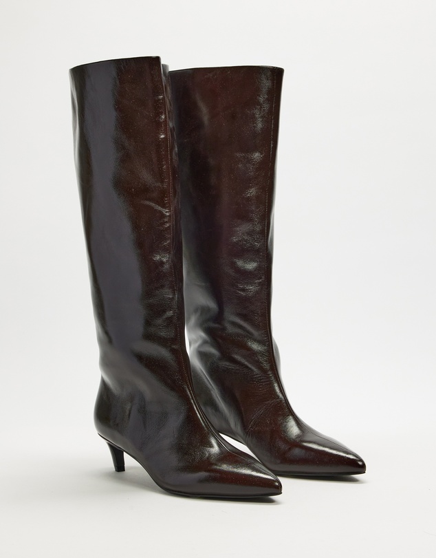 AERE - Nara Knee High Heeled Leather Boots
