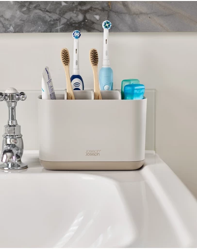 Joseph Joseph - EasyStore™ Large Toothbrush Caddy with Matt Finish (Ecru)