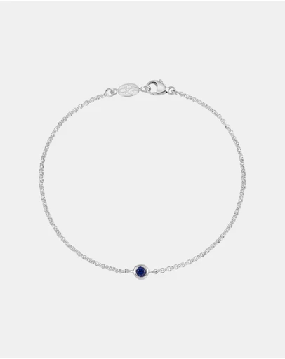 Dower & Hall - Women's Single Blue Sapphire Dewdrop Chain Bracelet In Sterling Silver