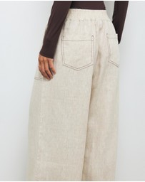 AERE - Contrast Stitch Linen Pants