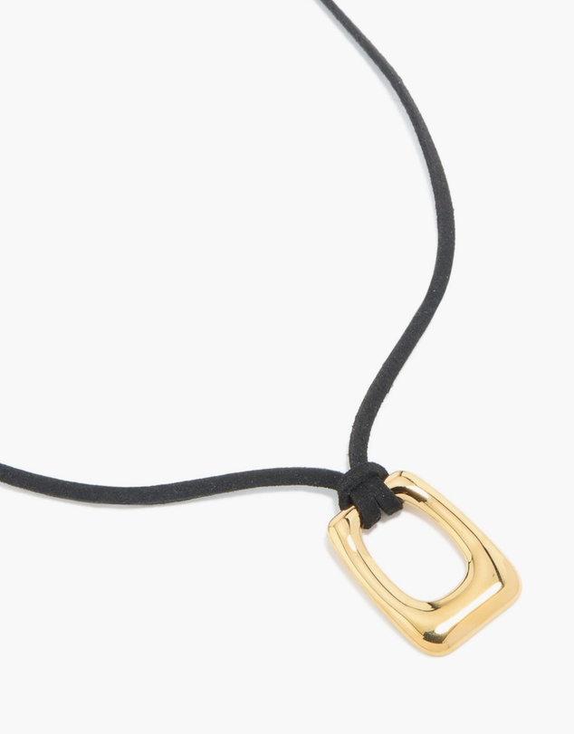 Lovisa - Waterproof Gold Plated Stainless Steel Rectangle Pendant Cord Necklace