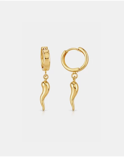 Zoe Olivia - 9K Gold Horn Huggie Earrings