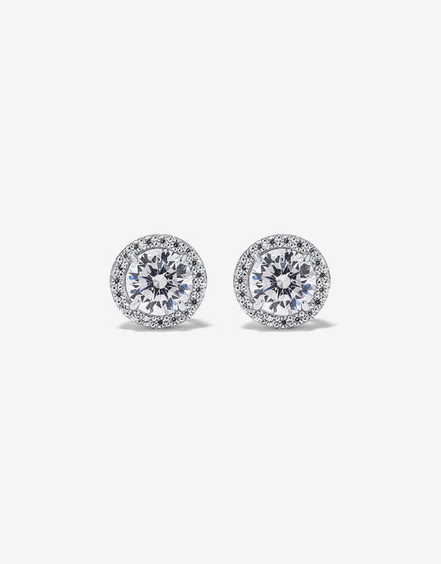 Michael Hill - Round Brilliant Cubic Zirconia Halo Stud Earrings in Sterling Silver
