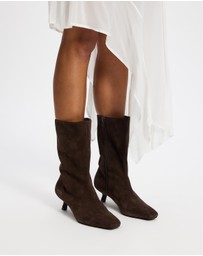 AERE - Maria Suede Kitten Heel Boots