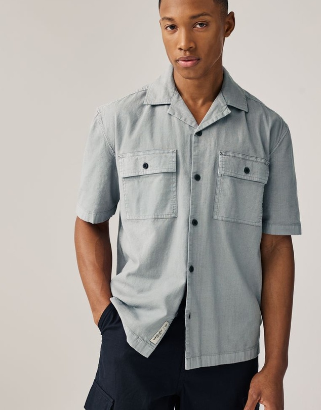 NEXT - Linen Blend Short Sleeve Shirt with Cuban Collar