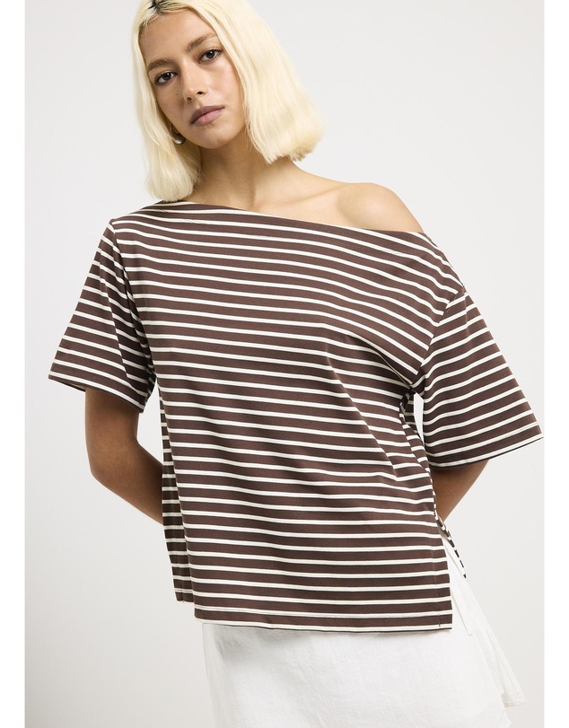 Subtitled - Amber Asymmetric Stripe Top