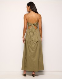 AERE - Ivy Cotton Tie Back Midi Dress