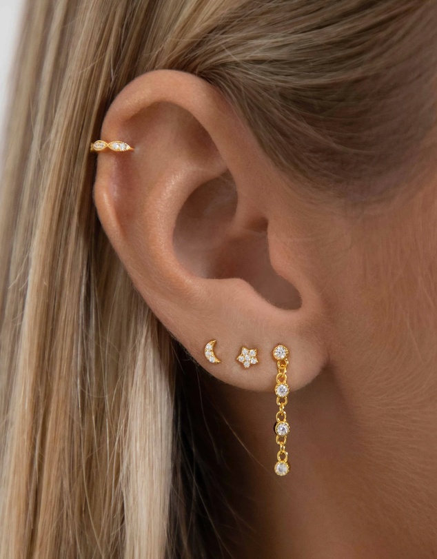 HOUSE OF SLANI - Moon & Star Crystal Stud Earrings