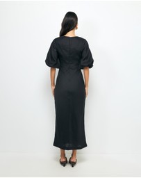 AERE - Idalia Twist Front Linen Midi Dress