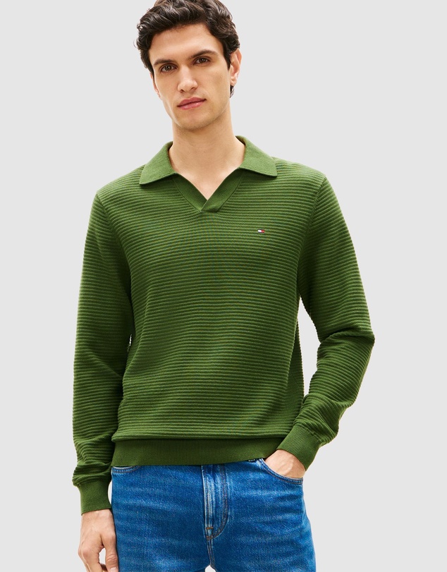 Tommy Hilfiger - Textured Knit Polo Collar Jumper