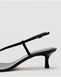 M.N.G - Heeled Leather Sandals with Straps