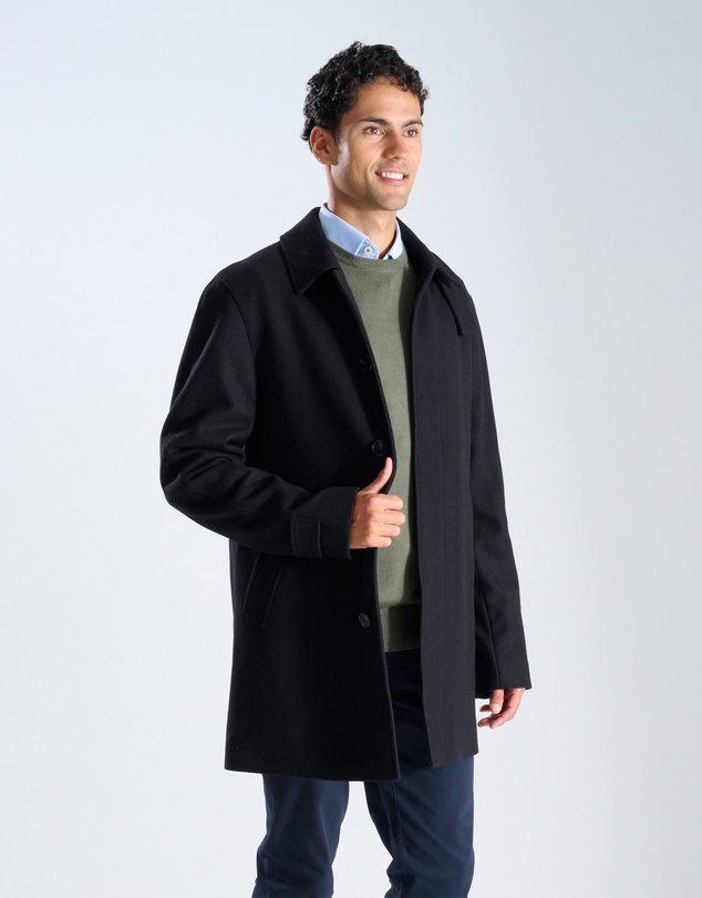 3 Wise Men - 3 Wise Men Crawford Wool Coat - Black
