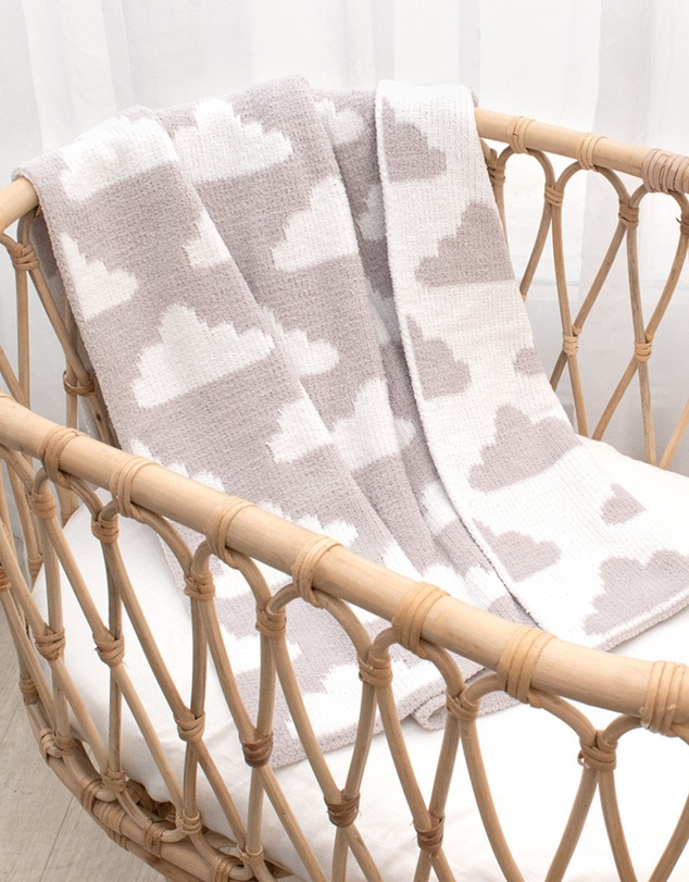 Living Textiles - Chenille Blanket - Grey Clouds