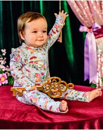 Fleur Harris - 'Curious Bunny' Precious Frill Coverall in Cornflower Check