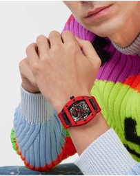 Philipp Plein - Skeleton 44mm Red Tone Red Silicone Strap