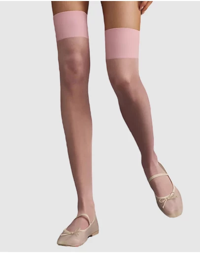 High Heel Jungle - Lucy Sheer Thigh Socks-Pink