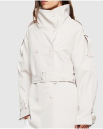 Lioness - Blanc Cropped Trench Coat - ICONIC EXCLUSIVE
