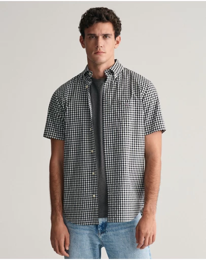 Gant - Regular Fit Classic Gingham Poplin Short Sleeve Shirt