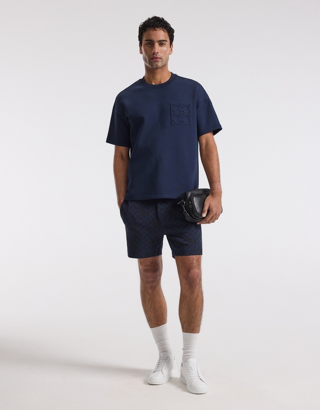 Calibre - Monogram Print Sweatshorts Mid Blue