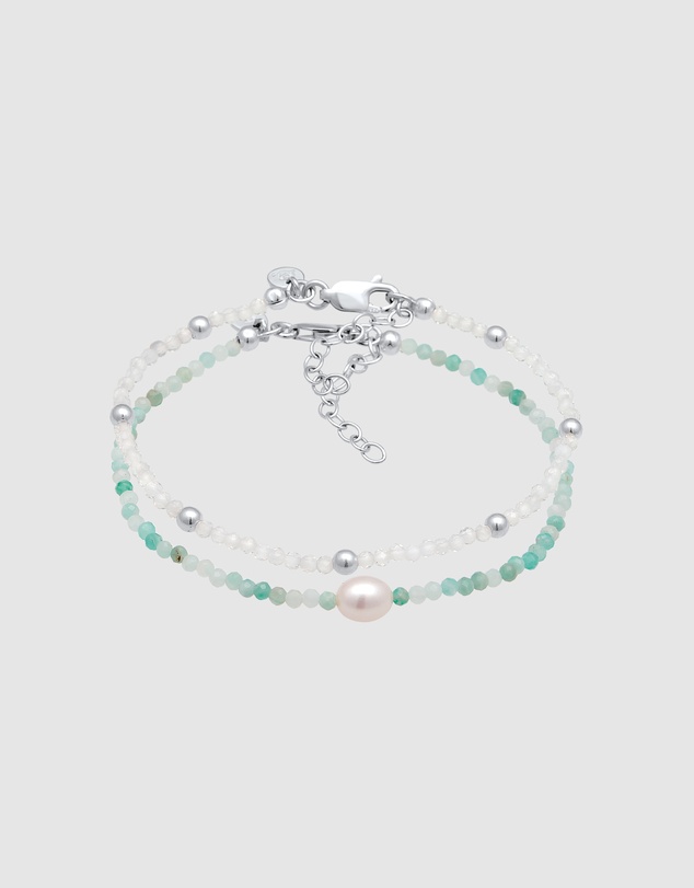 Elli Jewelry - Bracelet Set Amazonite Ball 925 Sterling Silver