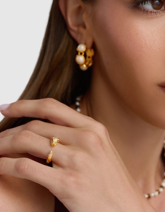 Nialaya Jewellery - Panther Wrap Ring in Gold