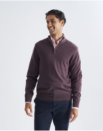3 Wise Men - 3 Wise Men Harvey Zip Neck Merino Knit - Merlot