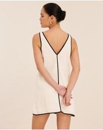 AERE - Zena Linen Contrast Mini Slip Dress