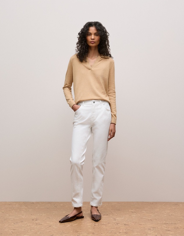 Trenery - Cotton Blend Boyfriend Jean in White