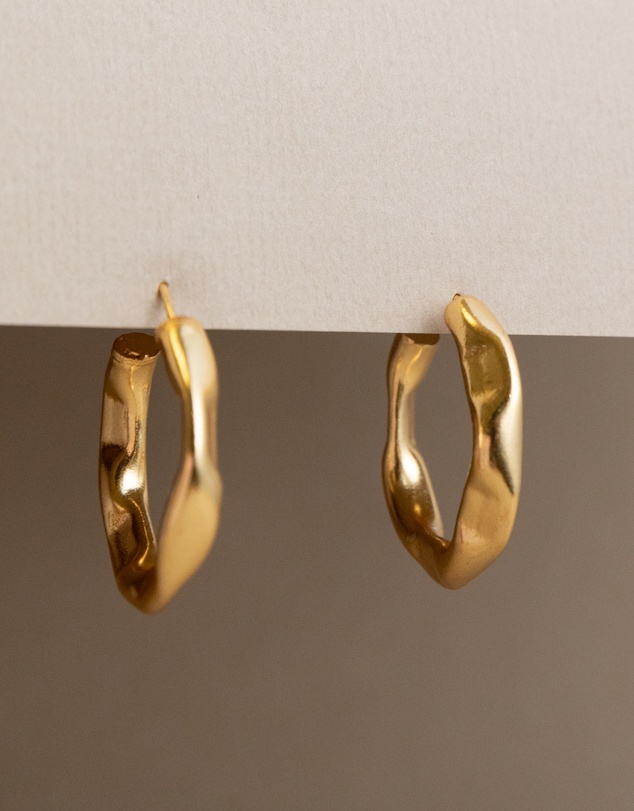 Meshca - Flat Beaten Hoop Earrings