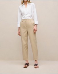 Trenery - Cotton Blend Straight Leg Pant in Sand