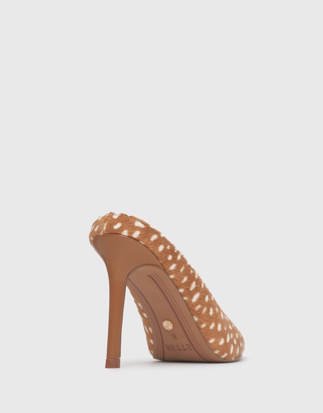 Betts - Matcha Leather Pony Hair High Stiletto Mules