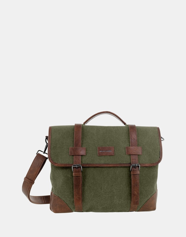 Pierre Cardin - Pierre Cardin Canvas Laptop Satchel Bag