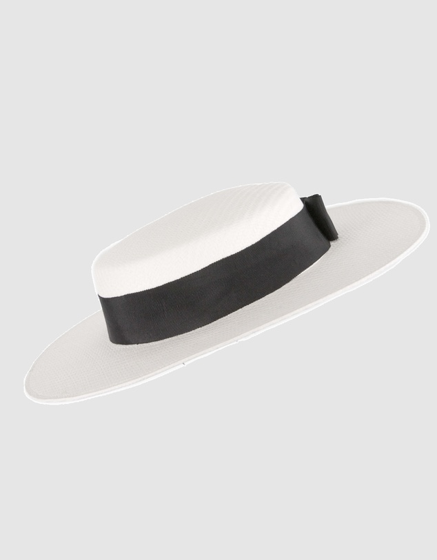 Max Alexander - White and Black Boater Hat
