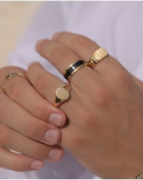 Kuzzoi - ICONIC EXCLUSIVE - Enamel Band Ring in Gold-Plated 925 Sterling Silver
