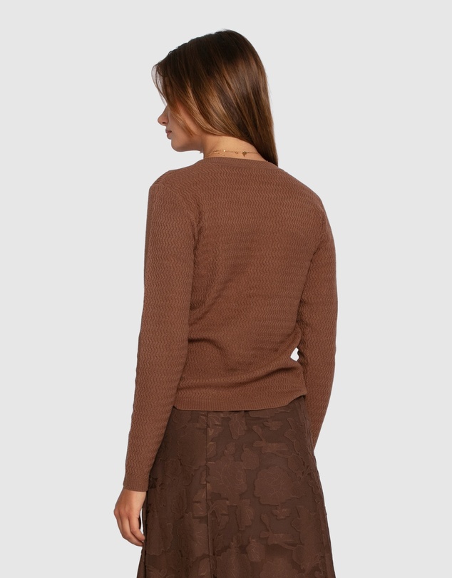 Belle & Bloom - Frankie Textured Kniteed Polo Long Sleeve Top