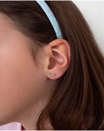 The Silver Collective - Children's Bow Earrings Silver