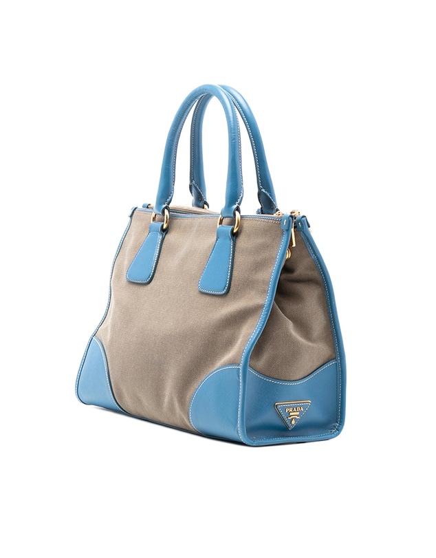 Pre-Loved by Azura Reborn - Pre-Loved Saffiano Trimmed Canvas Canapa Logo Double Zip Satchel