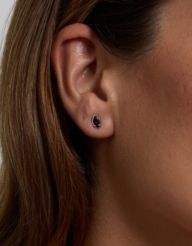 Michael Hill - Marquise-Cut Garnet Stud Earrings in Sterling Silver