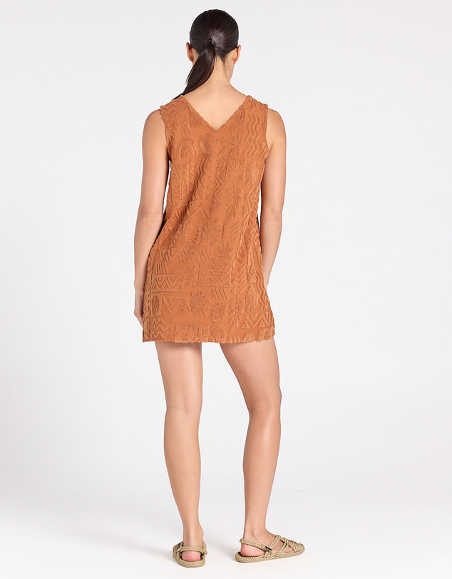 Poolside Paradiso - Mai Tai V Tunic Towelling Dress - Cinnamon