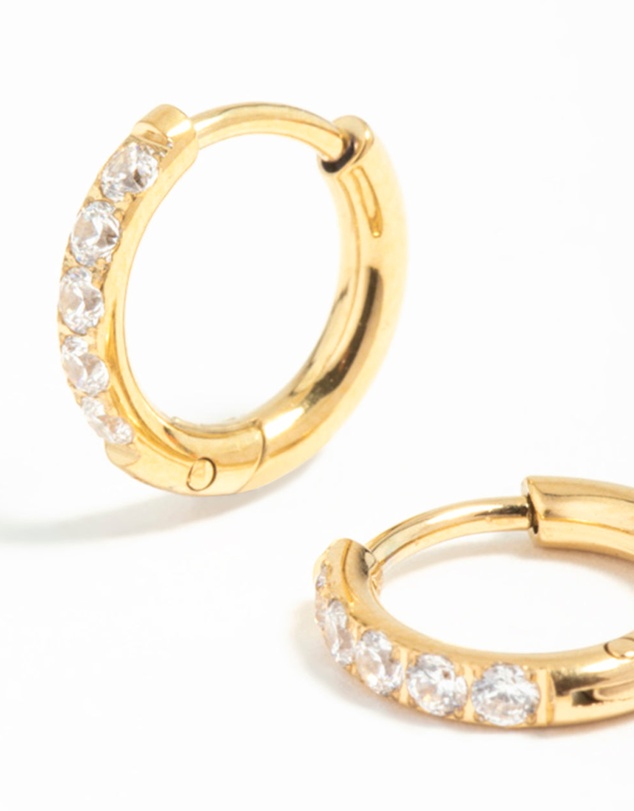 Lovisa - Gold Plated Surgical Steel Cubic Zirconia Hoop Earrings