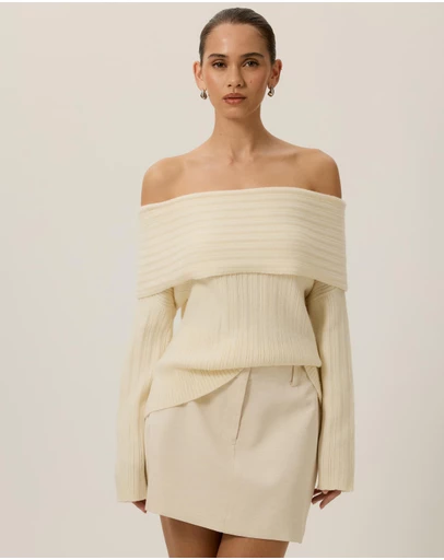 Tussah - Elena Ribbed Off The Shoulder Jumper