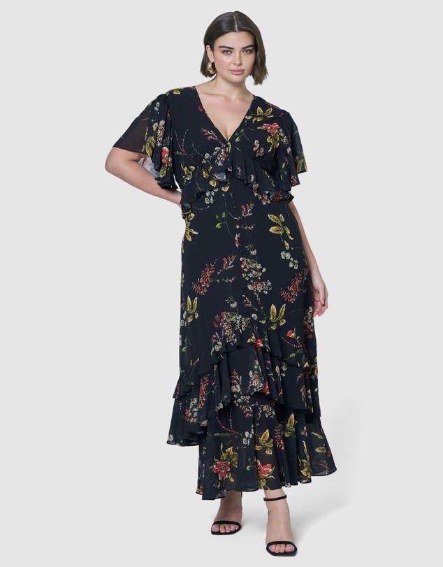 Pink Dusk by Curve Project - Lavinia Frill Maxi Dress