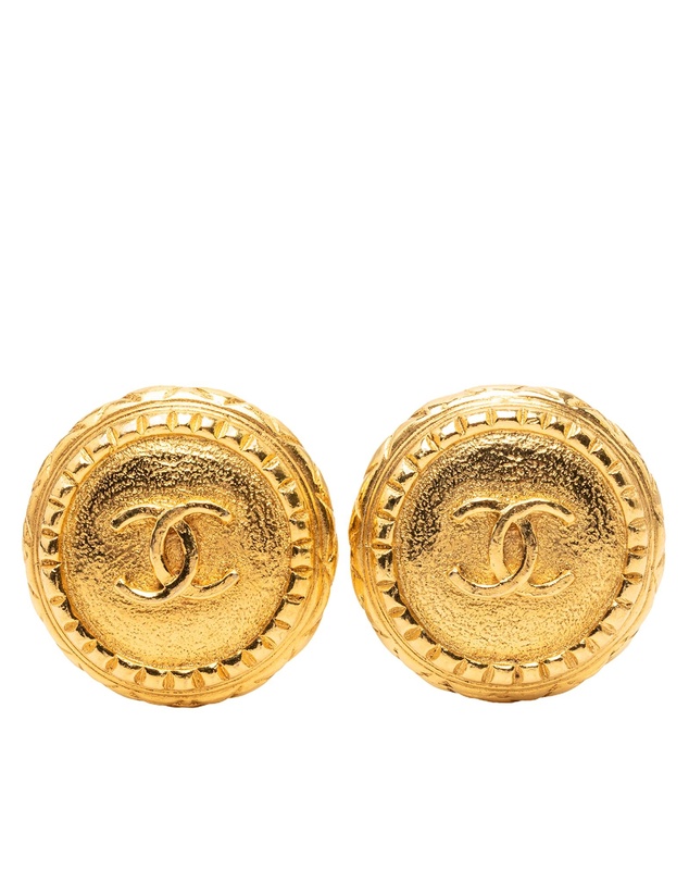 Pre-Loved by Azura Reborn - Pre-Loved Gold Plated CC Round Clip On Earrings
