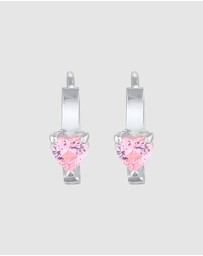 Elli Jewelry - Earrings Kids Creoles heart with zirconia crystal in 925 sterling silver