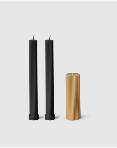 Black Blaze - Column Pillar Candle Combo